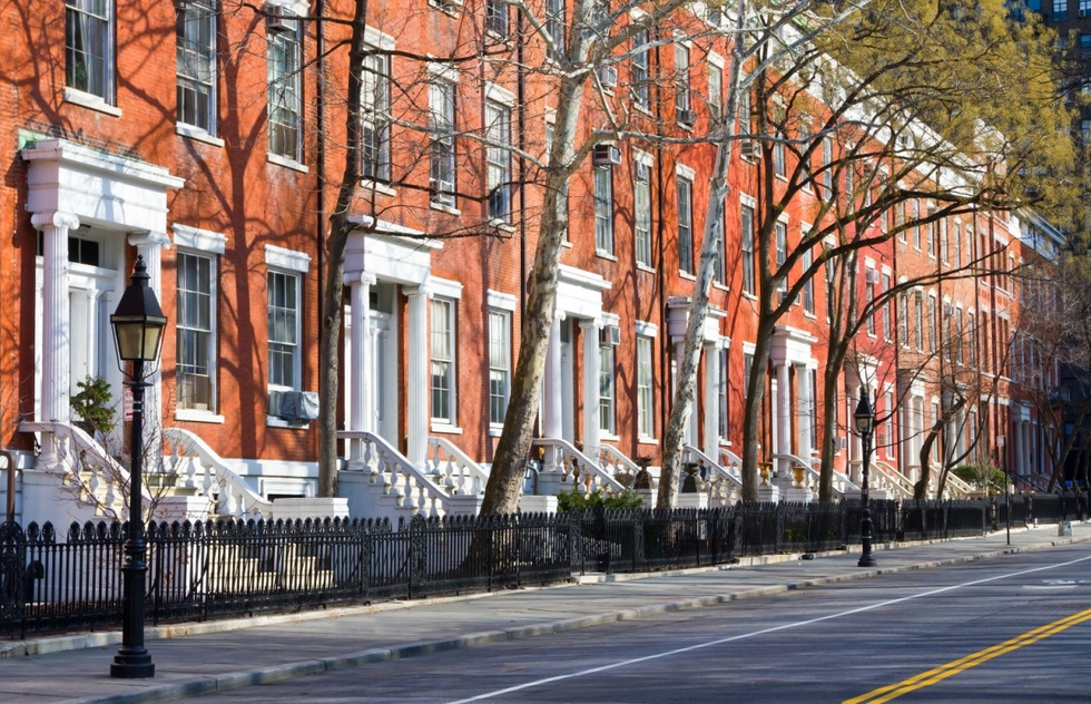 Greenwich Village walking tour: row houses along Washington Square in New York City