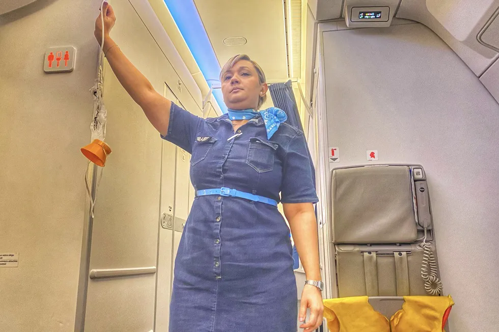 French Bee airline review: flight attendant safety briefing