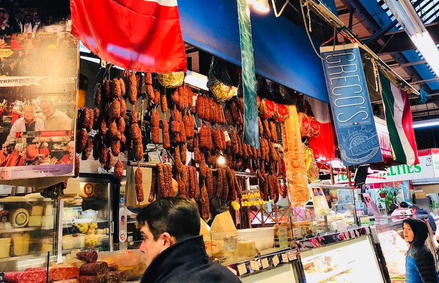 Deli counter at the Arthur Avenue Retail Market in the Bronx, New York City